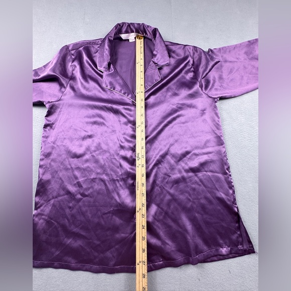 Victoria’s Secret Satin Pajama Set Womens L 2PC Purple Shiny Sleep Lounge - Picture 5 of 7